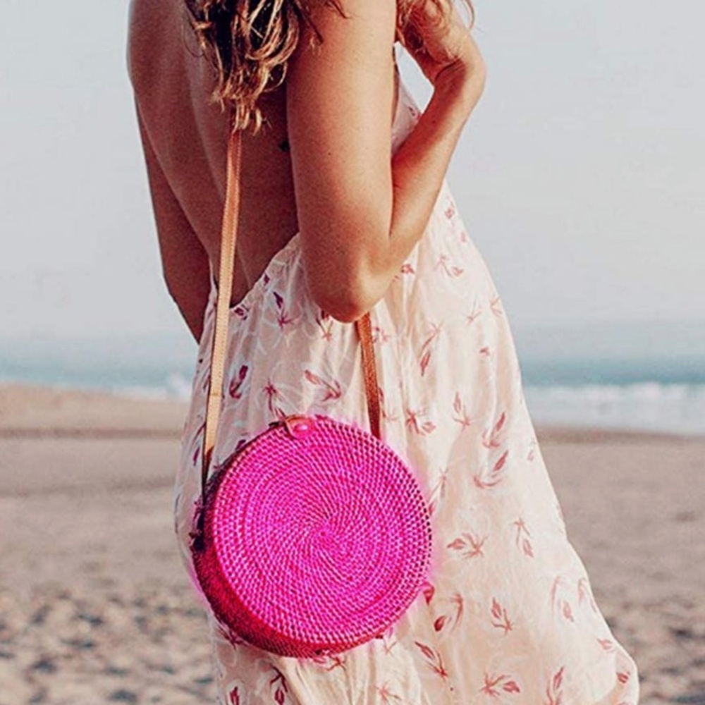 Pink straw cross purse! New!